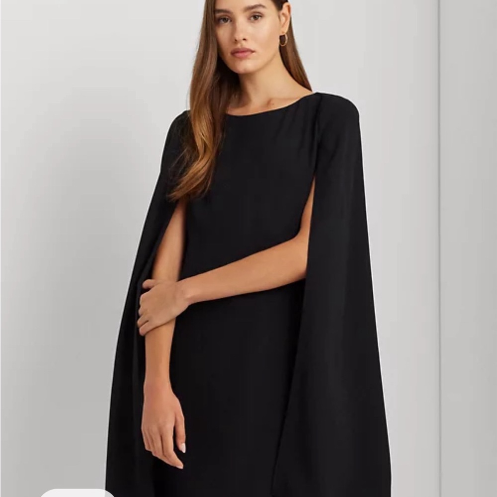 Cape Georgette Black Cocktail Dress - Size 8